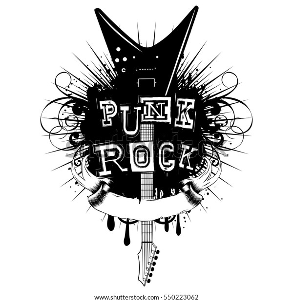 Vector Illustration Guitar Lettering Punk Rock Stock Vector (Royalty ...