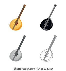 Vector illustration of guitar and mandolin icon. Collection of guitar and instrument vector icon for stock.