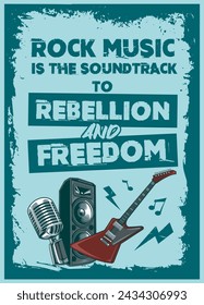 Vector Illustration of Guitar, Microphone and Active Speaker with Hand Drawing Style Available for Poster