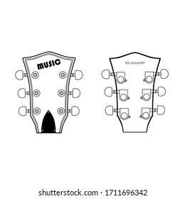 Ilustración vectorial del dibujo del cuello de guitarra con fondo blanco