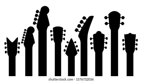 vector illustration of guitar necks silhouette design