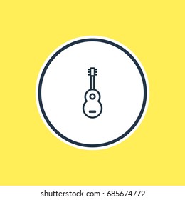 Vector Illustration Of Guitar Outline. Beautiful Banquet Element Also Can Be Used As Musical Instrument Element.