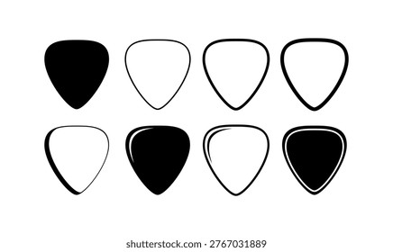 Vector illustration of a guitar pick icon set on a white background.