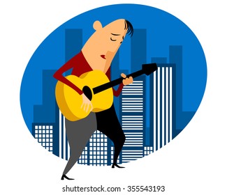 Vector illustration of a guitar player