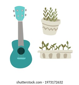 vector illustration of guitar, ukulele