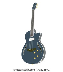 Ilustração vetorial da guitarra sob o fundo branco