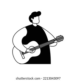 Vector illustration of a guitarist. Creative profession. Line art