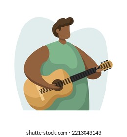 Vector illustration of a guitarist. Creative profession. Line art