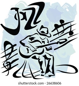 vector illustration with guitarist in grunge style