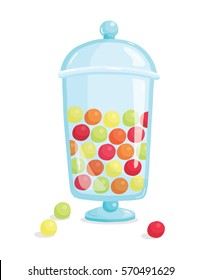 Vector illustration of gumballs in vintage candy jar
