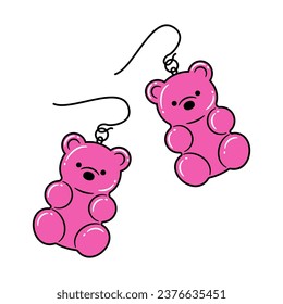 ilustración vectorial de los pendientes de oso de gummy en blanco para carteles, tarjetas, volantes, fondos de pantalla de medios sociales, etc.