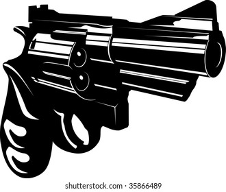 Vector illustration of a gun black and white