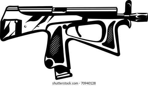 Vector illustration of a gun black and white