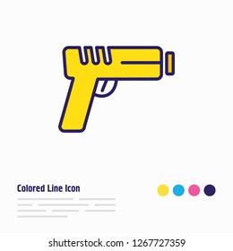 Vector illustration of gun icon colored line. Beautiful activities element also can be used as pistol icon element.