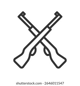 Ilustración vectorial de un arma en estilo de línea aislado en fondo blanco