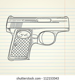 Ilustración vectorial de una pistola en el fondo del papel