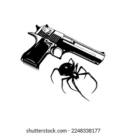  vector illustration of gun and spider