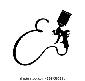 Ilustración vectorial de la letra inicial E del logotipo de pintura en aerosol de pistolas 