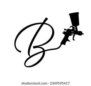 A vector illustration of gun spray paint monogram logo initial letter B