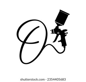 A vector illustration of gun spray paint monogram logo initial letter O