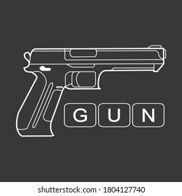 Vector illustration of gun symbol on black background