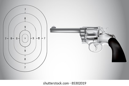 a vector illustration for a gun and a target