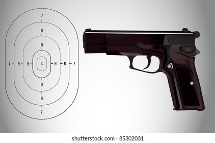 a vector illustration for a gun and a target