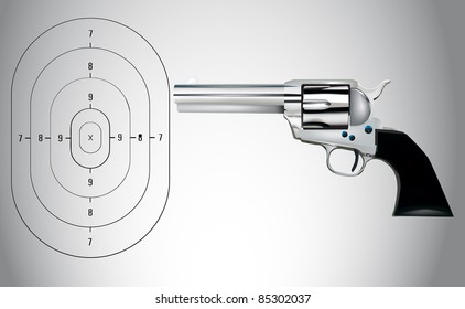 a vector illustration for a gun and a target
