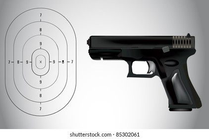 a vector illustration for a gun and a target