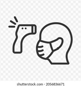 Ilustración vectorial del icono de prueba del termómetro de la pistola en color oscuro y fondo transparente (png).