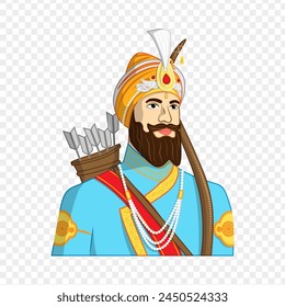 Vektorillustration von Guru Gobind Singh Porträt auf durchsichtigem Hintergrund
