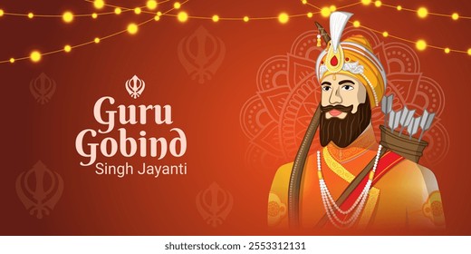 Ilustração vetorial do modelo de mídia social Guru Gobind Singh Jayanti