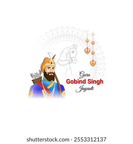 Vector illustration of Guru Gobind Singh Jayanti social media template