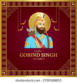 Ilustração vetorial do modelo de mídia social Guru Gobind Singh Jayanti