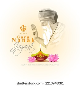 vector illustration for guru nanak dev Jayanti written Hindi text means Guru Nanak dev