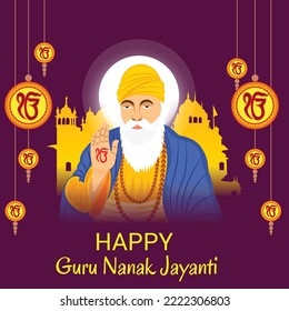 Vector illustration Of Guru Nanak Jayanti Background.