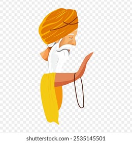 Vector illustration of Guru Nanak portrait on transparent background