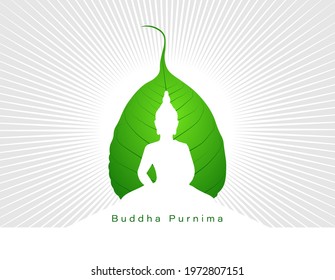 Vector Illustration of Guru Purnima or Buddha Purnima. Celebration in India and Nepal. Vesak day. Pipal leaf on a white background