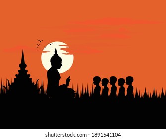 Vector Illustration of Guru Purnima Celebration in India and Nepal. Vesak day.