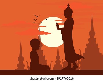 Vector Illustration of Guru Purnima Celebration in India and Nepal. Vesak day.