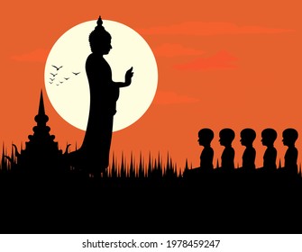 Vector Illustration of Guru Purnima Celebration in India and Nepal. Vesak day.