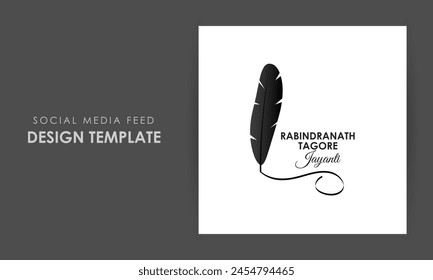 Vector illustration of Guru Rabindranath Jayanti social media feed template