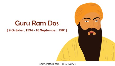 Vector illustration of Guru Ram Das who was the fourth of the ten Gurus of Sikhism.