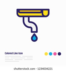 Vector illustration of gutter icon colored line. Beautiful industry element also can be used as downspout icon element.