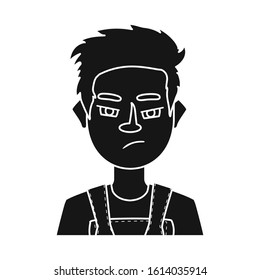 Vector illustration of guy and anger sign. Set of guy and emotion stock vector illustration.