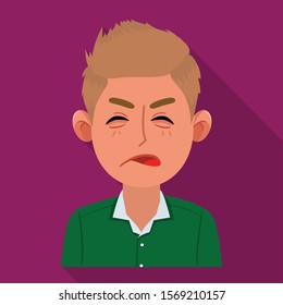Vector illustration of guy and contempt sign. Collection of guy and surprised stock symbol for web.