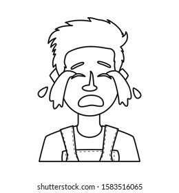 Vector illustration of guy and cry sign. Set of guy and tears vector icon for stock.