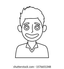 Vector illustration of guy and emotion logo. Set of guy and love vector icon for stock.