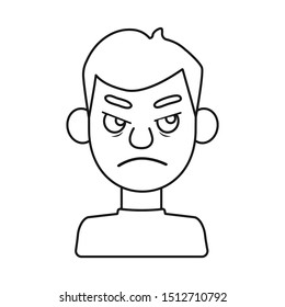 Vector illustration of guy and emotion sign. Web element of guy and features stock vector illustration.