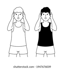 Vector illustration of a guy experiencing anxiety isolated on a white background